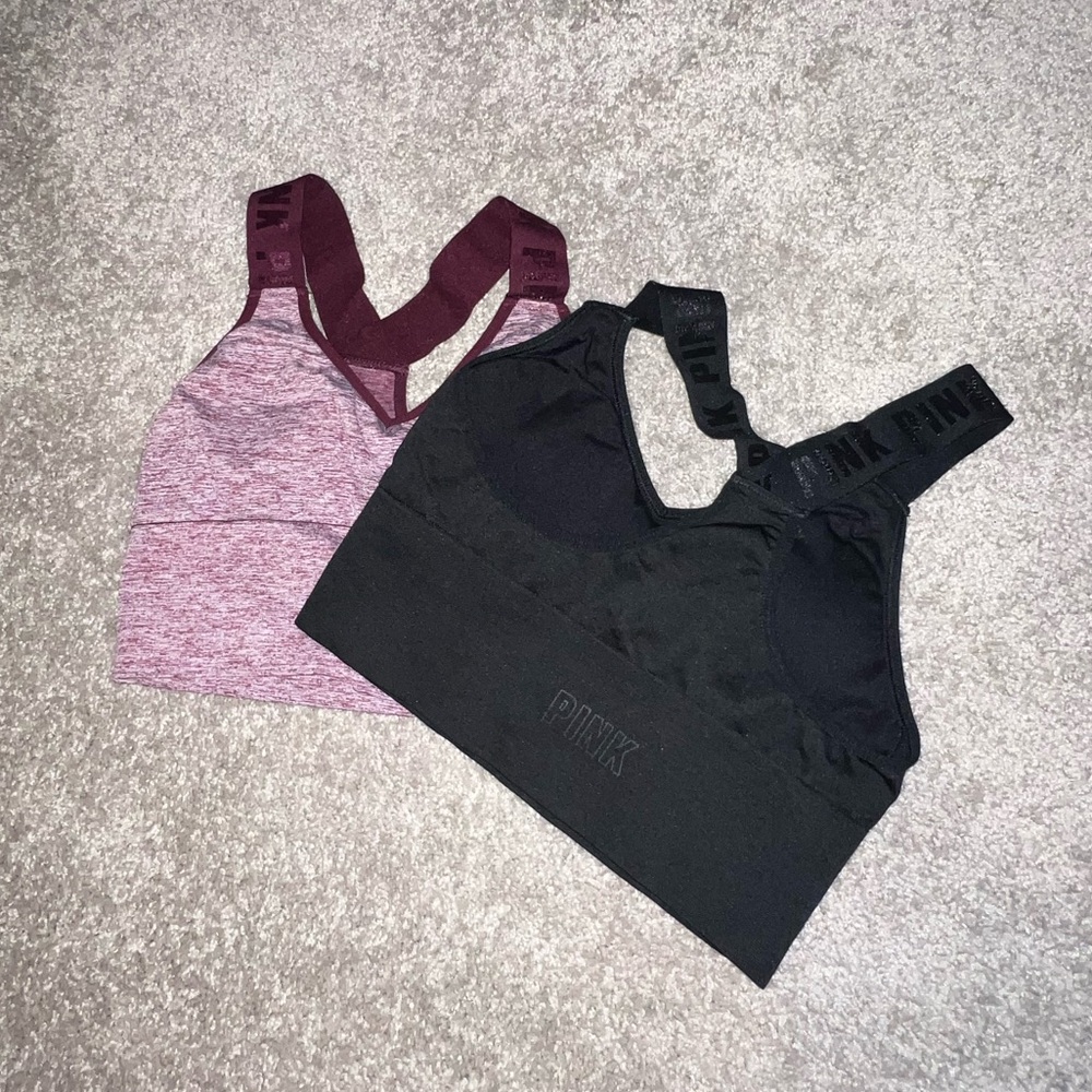 Pink sports bra duo